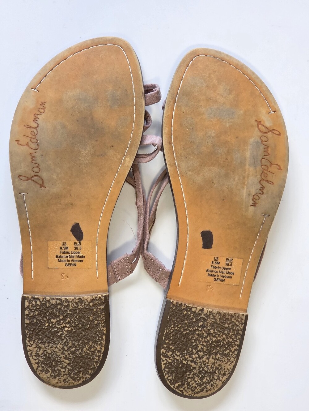 ​Sam Edelman Pink Fabric Multi Strap Flat Gladiator Sandals Sz 8.5 Boho-Chic - Picture 8 of 11